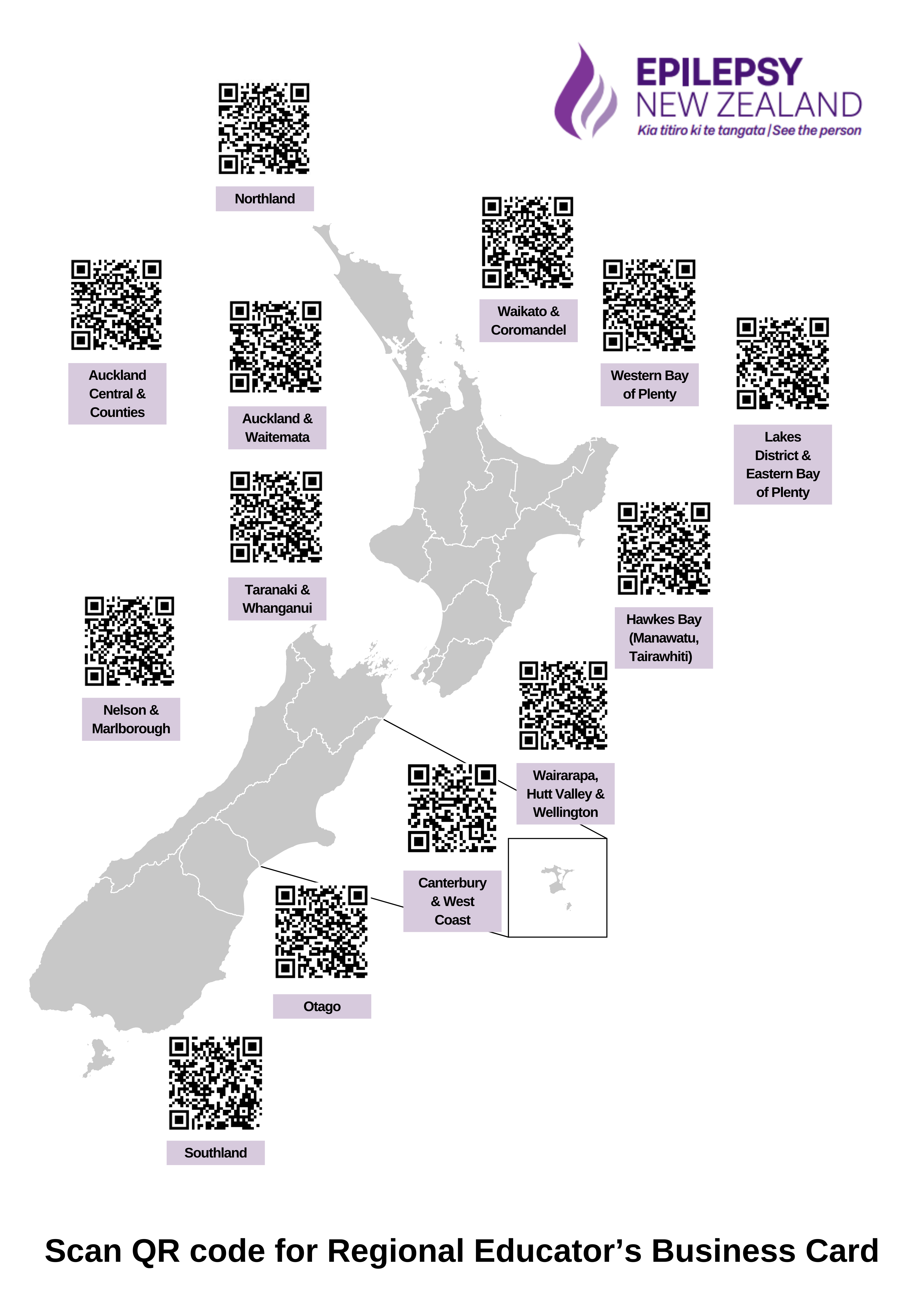 NZ map with QR codes